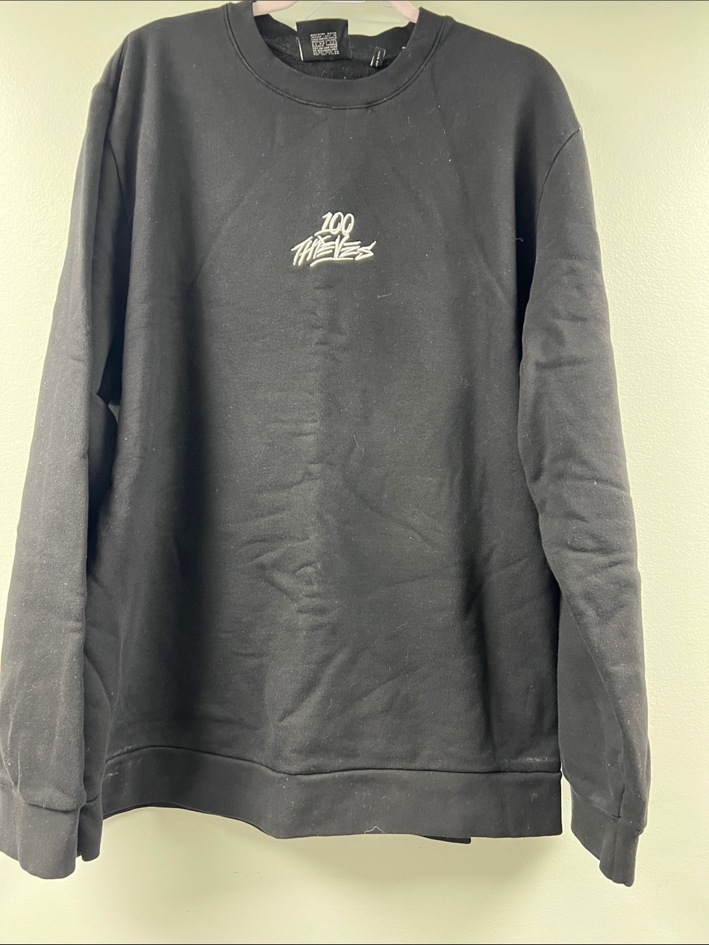 Men's Black Logo Crewneck Sweatshirt 100 Thieves